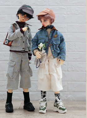 CrossChurchBJD娃衣4分阿美咔叽复古拼色夹克灯芯绒工装裤卫衣