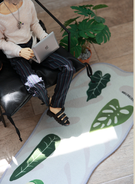 原创插画-热植龟背竹-角落飘窗氛围地毯娃用拍摄BJD场景家居博主