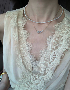 私藏级颈间精致 4mm细珠+渐变珍珠吊坠项链 两根一套可叠加可单独