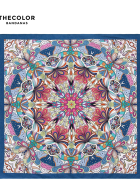 THECOLOR BANDANA美式复古纯棉方巾蓝色丝巾街舞头巾机车男士围巾