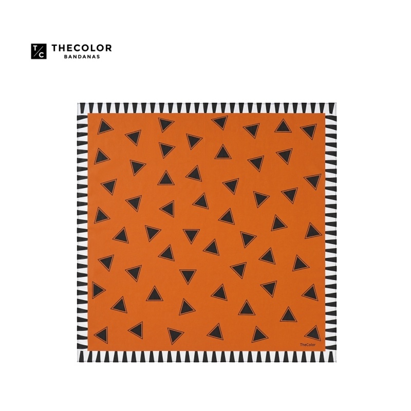 美式复古方巾夏季橘色丝巾头巾