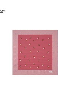 THECOLOR新品高端全棉波点丝巾红色方巾女百搭头巾围巾复古腰巾