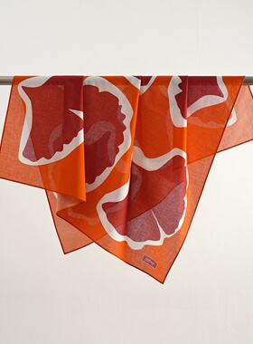 THECOLOR BANDANA原创设计大方巾中性橙色艺术丝巾抹胸披肩女头巾