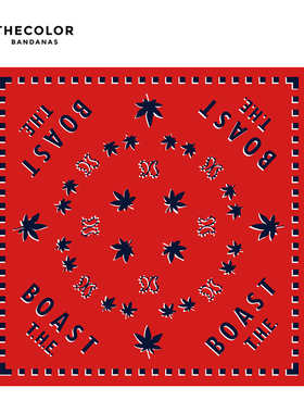THECOLOR BANDANA美式复古薄款方巾红色枫叶街舞头巾纯棉丝巾面巾