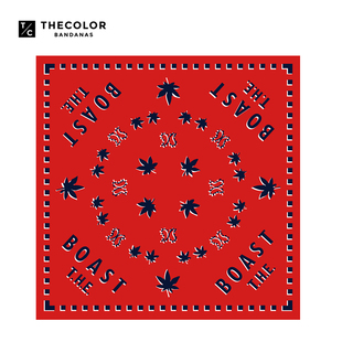 THECOLOR BANDANA美式复古薄款方巾红色枫叶街舞头巾纯棉丝巾面巾