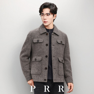 休闲双面呢大衣潮 痞帅工装 2025秋冬新款 羊毛呢子翻领夹克外套男士
