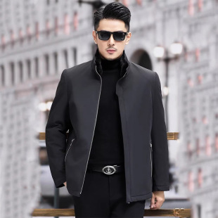 尼克服男款水貂内胆皮毛一体立领派克服皮草貂皮大衣外套爸爸