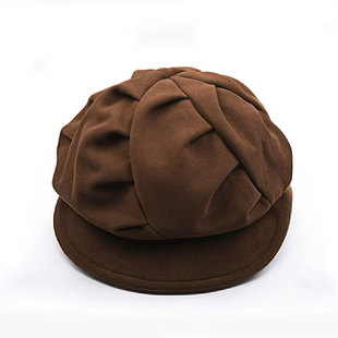 秋冬复古旋转捏褶八片报童帽街头设计感贝雷帽女八角帽瓜皮帽