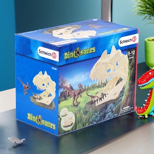 恐龙头骨及伶盗龙42348 德国Schleich思乐恐龙套装礼盒考古模型