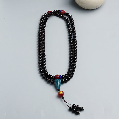 收藏级生肖108颗念佛珠黑金椰蒂