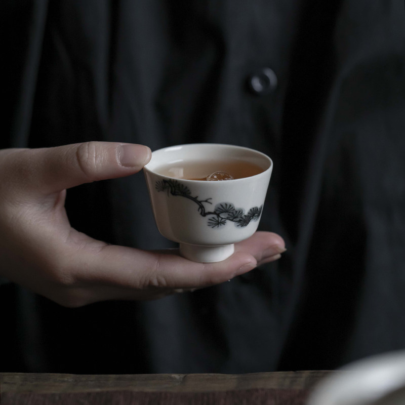 元无茶杯陶瓷景德镇手绘巍然主人茶杯高档精致轻奢品茗杯功夫茶具,餐饮具,茶杯,淘宝优惠券,粉丝福利购,淘宝优惠卷