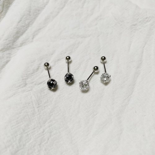 满钻纯银拧螺丝日韩风耳环