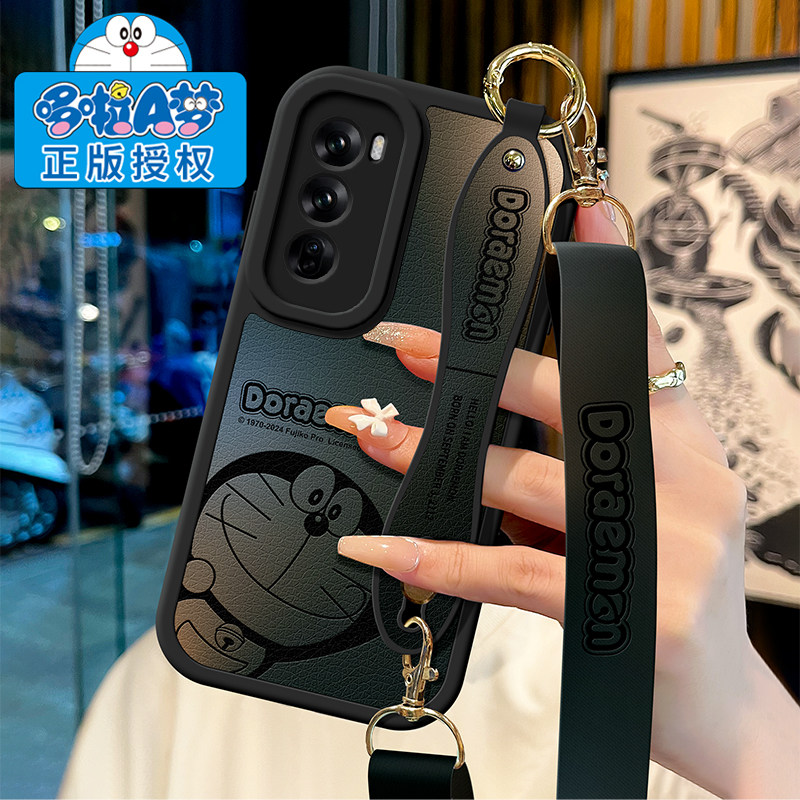 佳朗哆啦A梦授权适用OPPOReno12手机壳挂绳reno11防