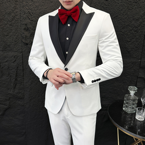 婚宴高端单扣西服套装 枪驳领套装 新郎白色礼服  GD014/P280图片