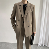 港风四扣休闲西服垂感面料男士西装二件套宽松版XZ603/P230，男装西服套装，电商A428