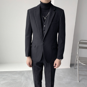 秋冬羊毛加厚西服套装 纯色修身男士西装套装 XZ314/P300图片