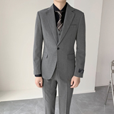 高品质男士单扣绅士灰西服修身弹力面料套装上班服XZ824/P280，男装西服，电商A428