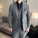男士结婚单扣西服套装竖条纹面料西服新郎西服SJT003/P310，男装西服套装，电商A428