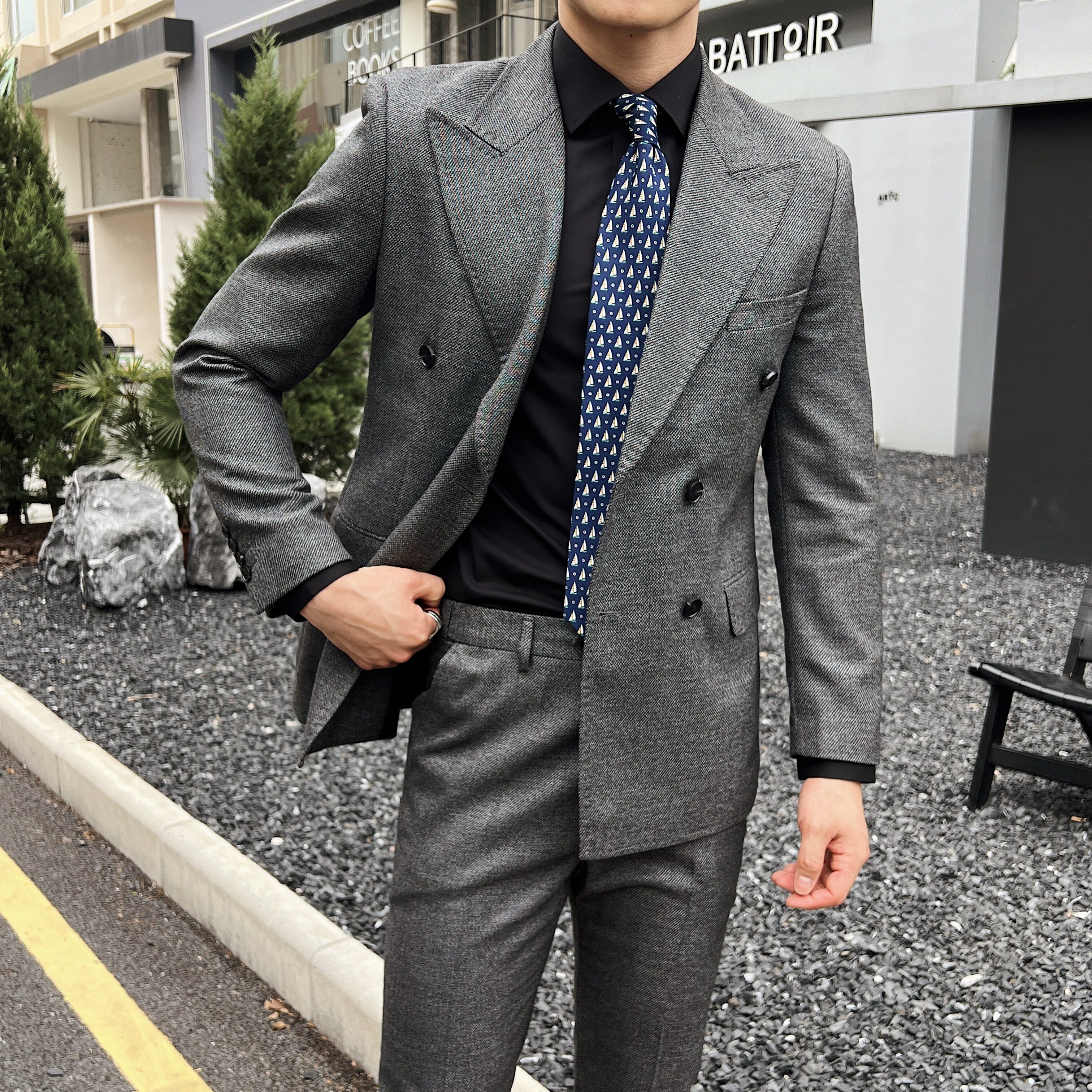 男士修身双排扣装套装三个颜色礼服套装晚宴套装LJT1917/P240,男装休闲套装,电商A428