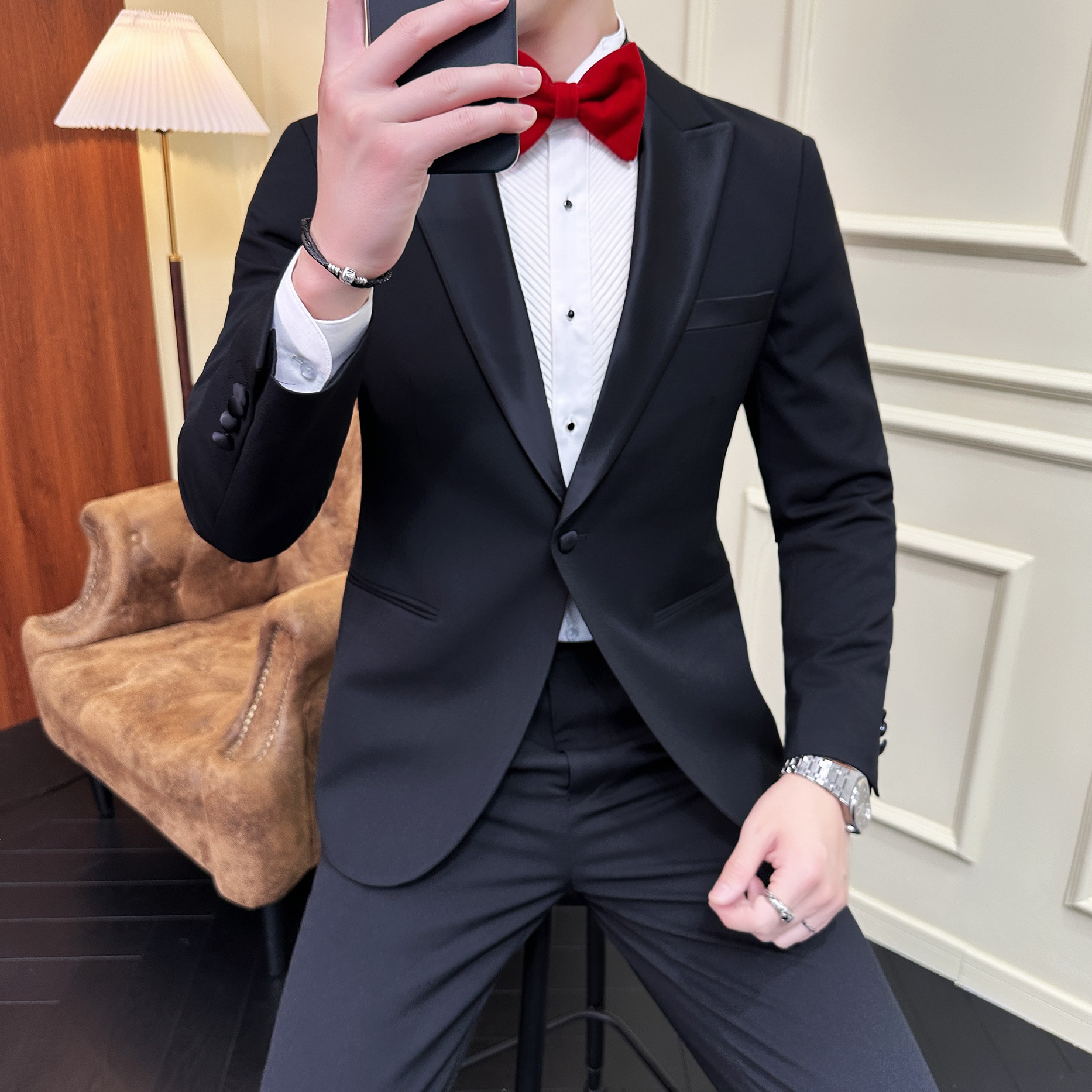 婚宴高端礼服单扣西服套装枪驳领套装司仪西服GD011/P280,男装西服套装,电商A428