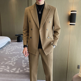 轻熟风加厚秋冬款男士修身双排扣西服新郎伴郎套装LJT910/P255，男装西服，电商A428