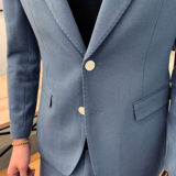 春夏清爽两件套西服套装男士修身休闲橄榄绿套装XZ213/P240，男装西服套装，电商A428