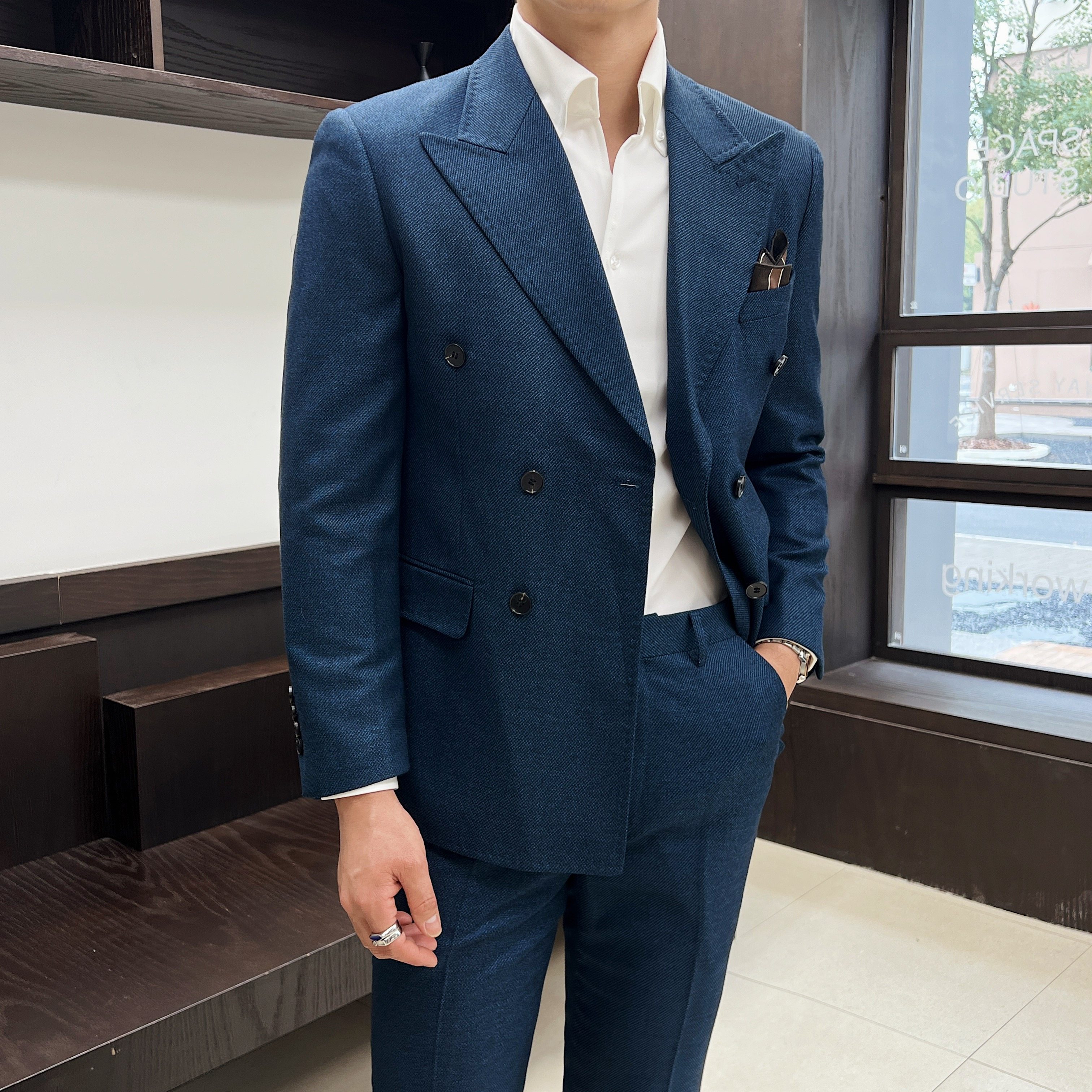 男士修身双排扣装套装三个颜色礼服套装晚宴套装LJT1917/P240,男装休闲套装,电商A428