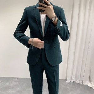 男士百搭多色 时尚干净单扣修身西装 二件套西服 XZ605/P230图片
