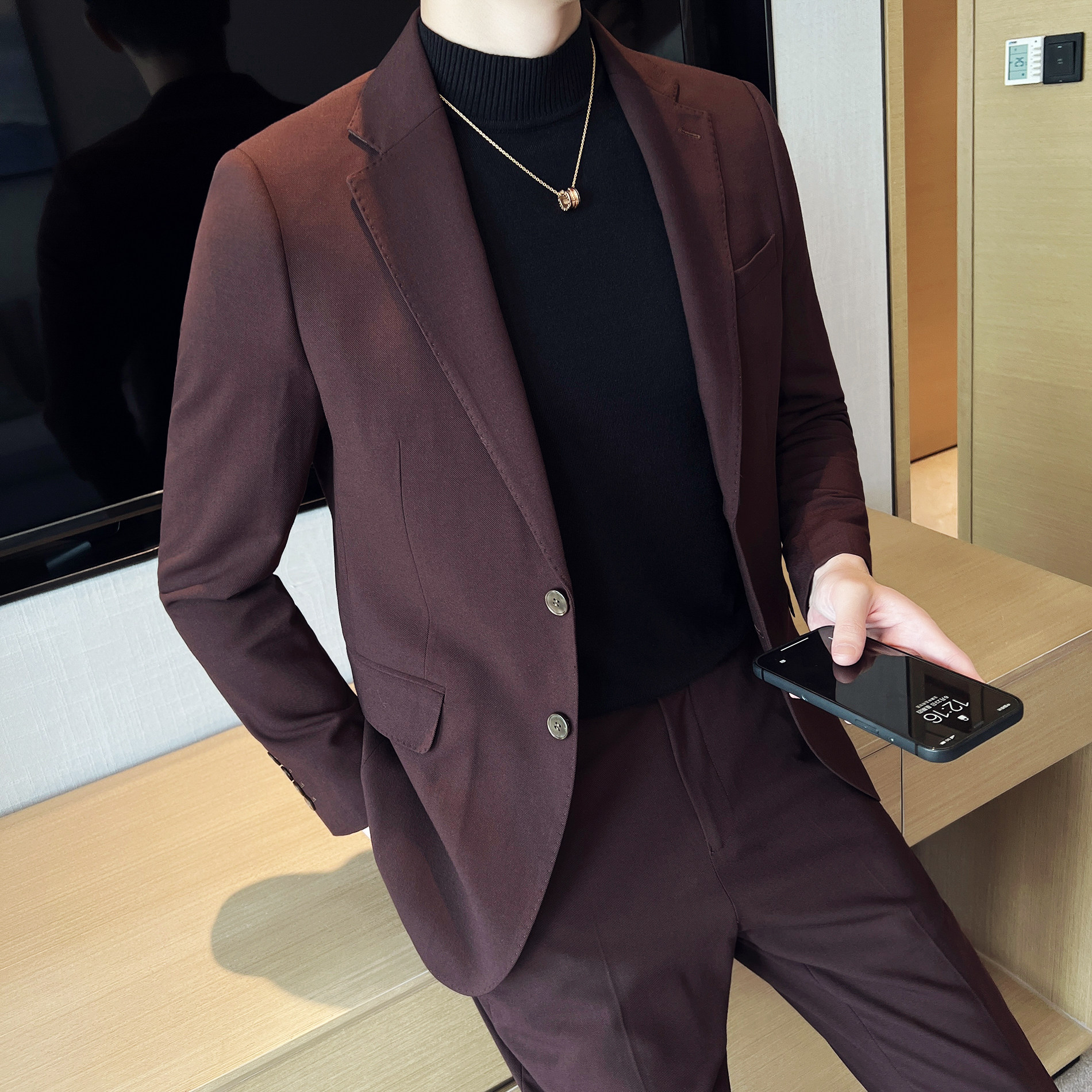 男士双扣西服套装羊毛面料西服新郎西服套装LJT032/P280,男装西服套装,电商A428