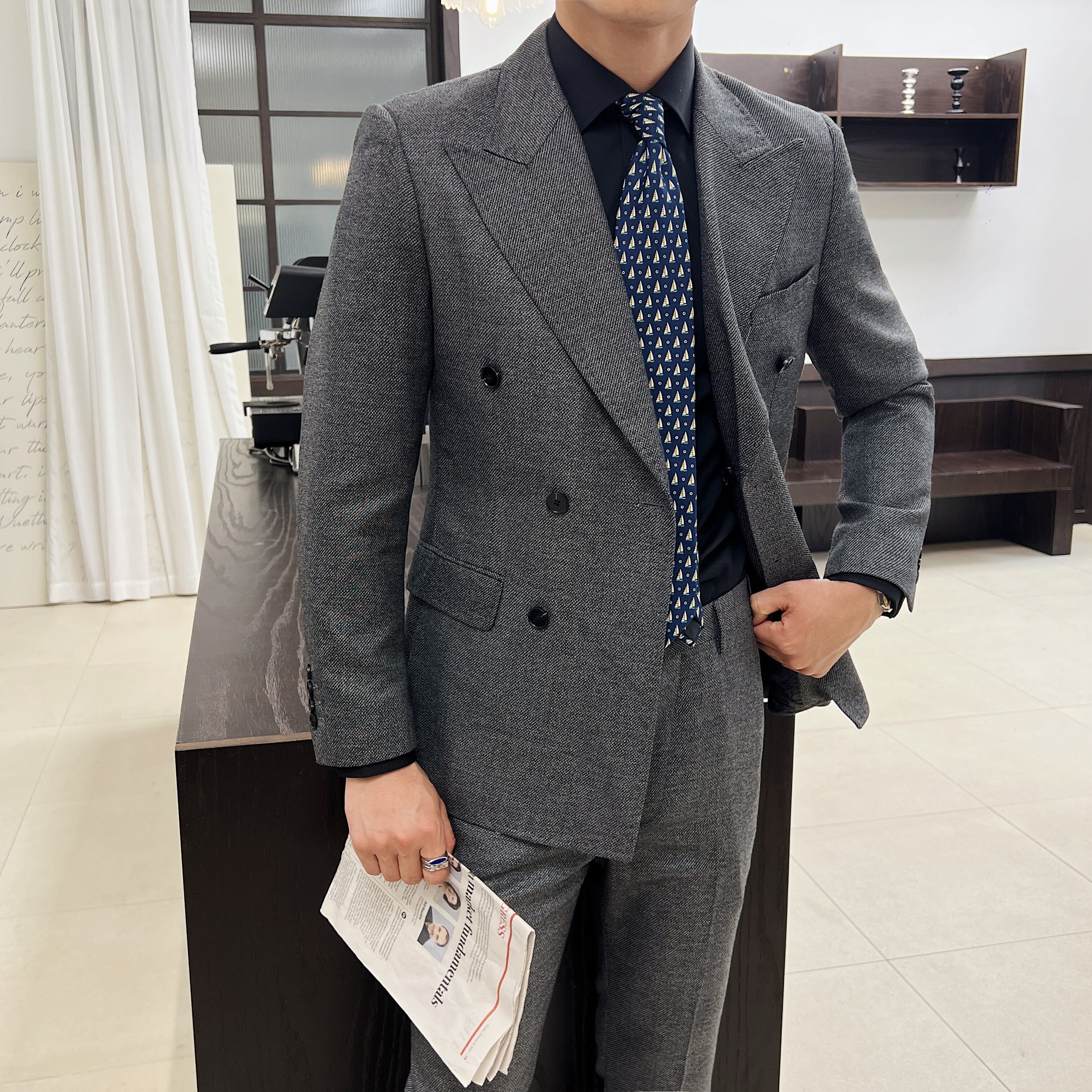 礼服套装 晚宴套装男士修身双排扣装套装 三个颜色  LJT1917/P240图片