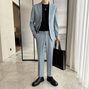 年轻清爽简洁弹力面料修身百搭 两扣西服套装   LJT143/P230图片