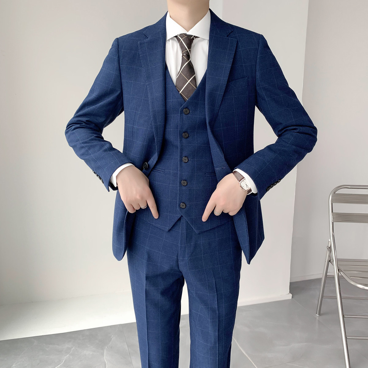 男士经典暗格 挺括顺滑修身男士西服套装 西装 XZ827/P280图片