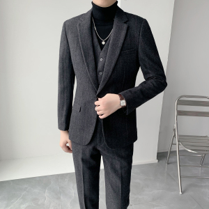 加厚御寒西装套装柔软羊毛格子 呢料两扣西服套装 XZ316/P330图片