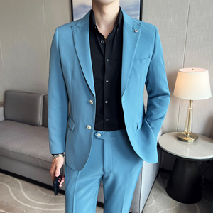 男士双扣西服套装  四色弹力面料西服  新郎西服套装 LJT906/P240图片