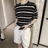 2025新款男生夏日凉爽条纹短袖teeT恤T002/P60，男装T恤，电商A428