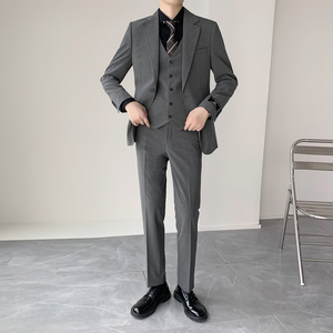 高品质男士单扣绅士灰西服 修身弹力面料套装 上班服 XZ824/P280图片