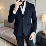 百搭款加厚羊毛面料修身双扣休闲西服御寒羊毛西装DXZ911/P190，男装西服套装，电商A428