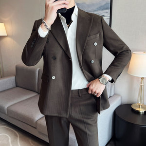 加厚秋冬款男士修身双排扣西服套装  新郎伴郎套装LJT910/P255图片