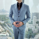 清爽简洁弹力面料修身百搭两扣西服套装工作服XZ143/P290，男装西服套装，电商A428