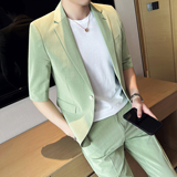 男士修身中袖西装九分裤套装新郎伴郎结婚西服ZX002/P210，男装西服套装，电商A428