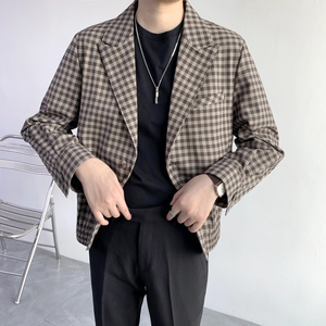 街头时尚 男士复古格子 设计感 休闲夹克 XZ845/P145图片