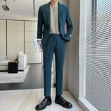 男士时尚干净百搭多色单扣修身西装二件套西服LJT605/P230，男装西服套装，电商A428