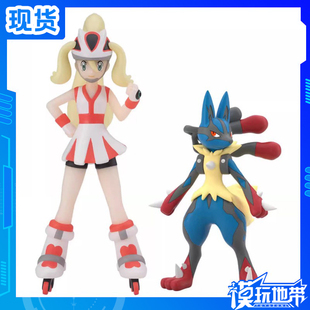 现货 万代 食玩 宝可梦比例世界 卡洛斯 可尔妮超级路卡利欧 模型