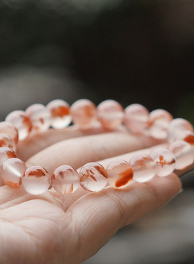 飘冰荔枝冻手串南红玛瑙单圈6/10mm手链DIY女款玉石饰品简约清新