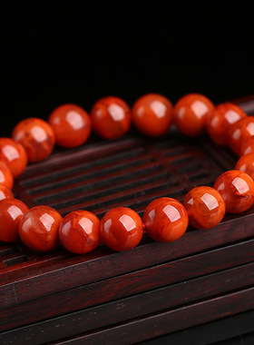 天然南红手串女男南红玛瑙单圈手链火焰纹情侣水晶本命年饰品