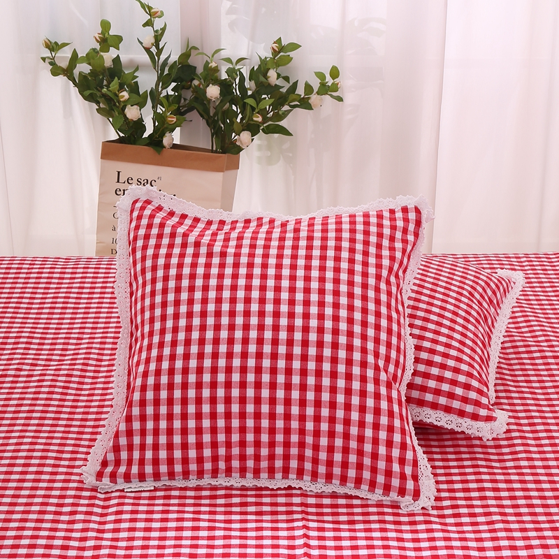 布艺纯棉格子老粗布田园小清新靠垫套 抱枕套可定做一对装不含芯