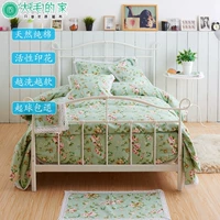 Cotton hoạt động cũ vải thô vườn hoa vải bông bốn bộ bộ đồ giường mùa hè tùy chỉnh - Bộ đồ giường bốn mảnh gối mền 2 trong 1