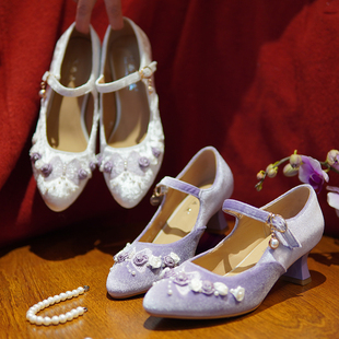 新中式国风绣花复古单鞋女粗跟原创宴会马面裙配裙子汉服旗袍鞋女