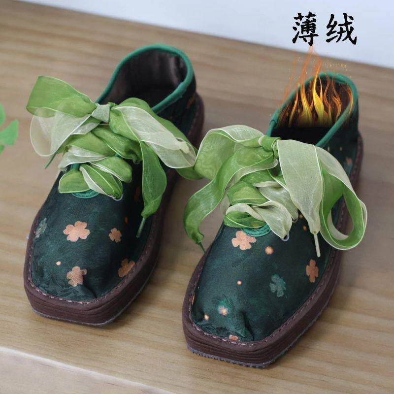 老北京布鞋棉鞋加绒加厚冬季新款新中式桑蚕丝千层底手工棉鞋女