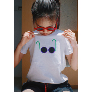 小白短袖 T恤 女中大童小个子纯棉印花圆领个性 WAAH原创定制夏新款